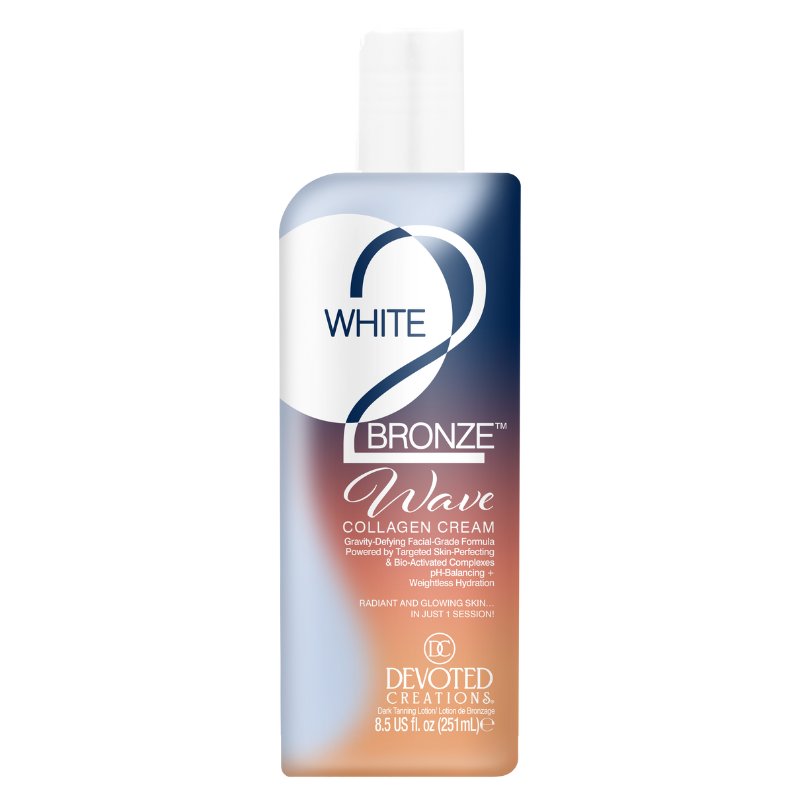 Devoted Creations White to Bronze Wave Collagen Cream bottle on a white background