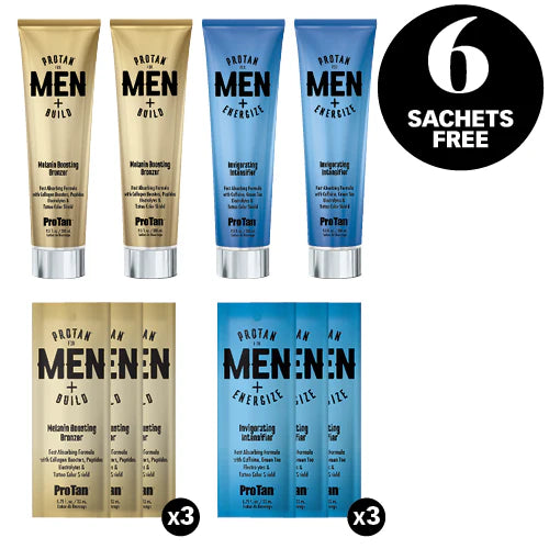 Pro Tan for Men + Package Deal – 10-Piece Tanning Bundle