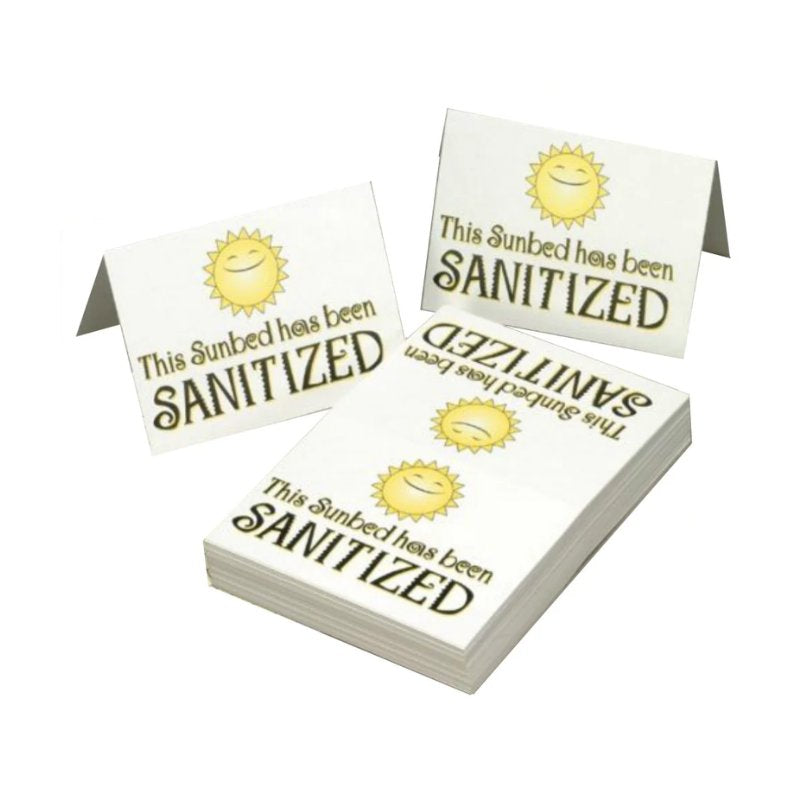 Sunbed Sanitized Signs (Pack of 100).