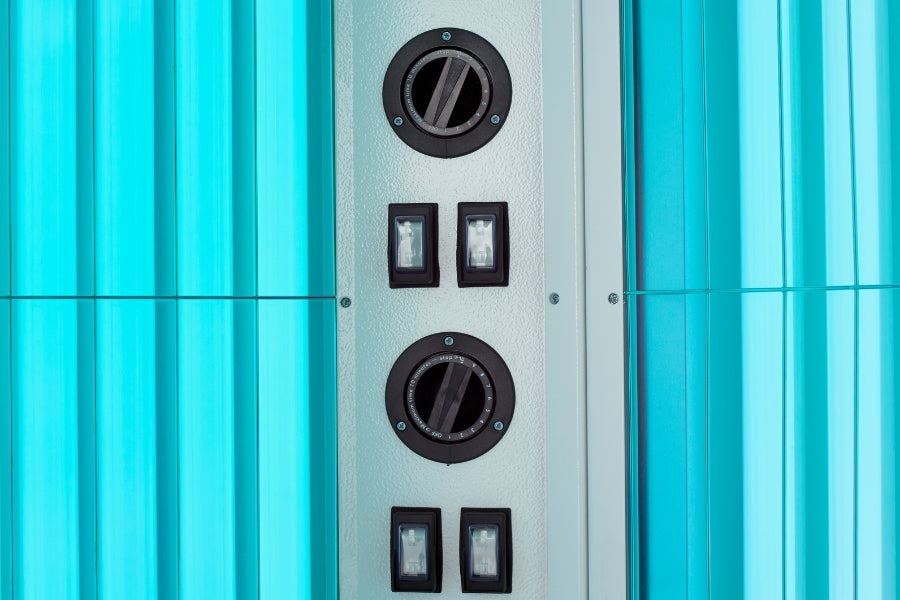Sapphire sunbed control panel, sunbed is switched on